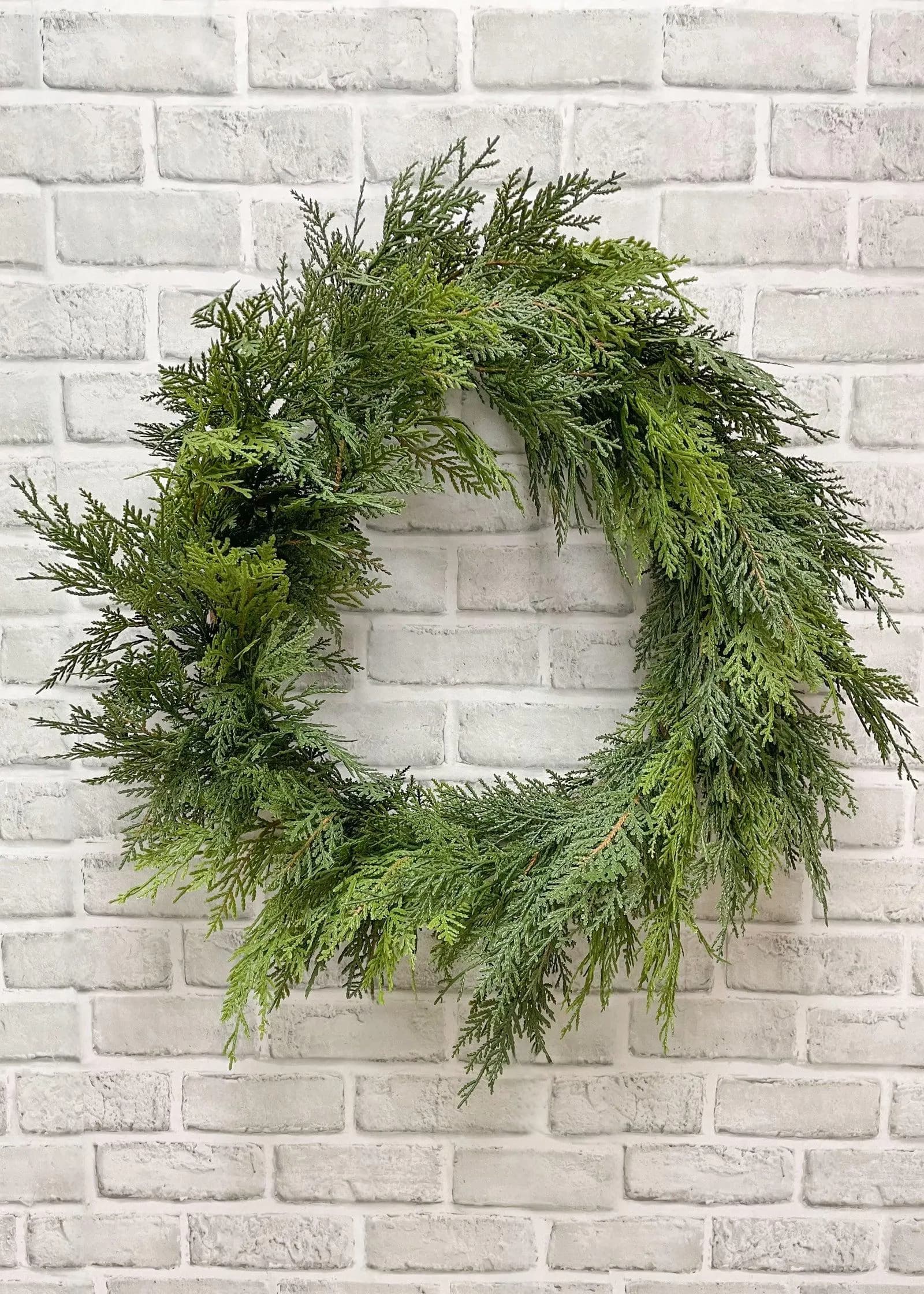 24" Real Touch Cedar Wreath/Green Artificial Wreath/Green Wreath/Natural Looking Wreath/Outdoor Wreath/Green Outdoor Wreath/
