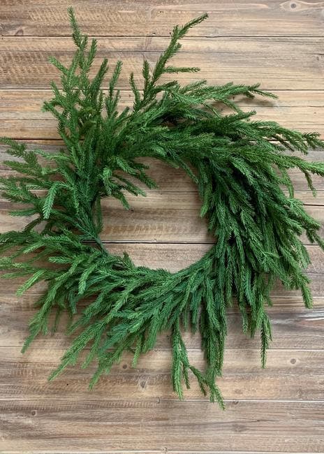 24" Fresh Touch Norfolk Wreath/Green Artificial Wreath/Green Wreath/Natural Looking Wreath/Outdoor Wreath/Green Outdoor Wreath/Home